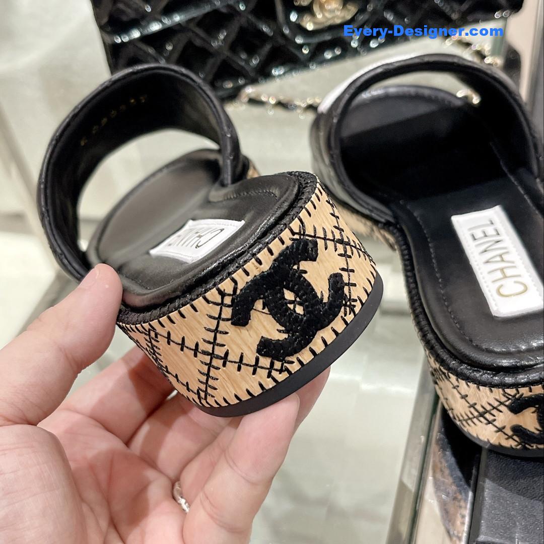 CC new wooden heel slippers