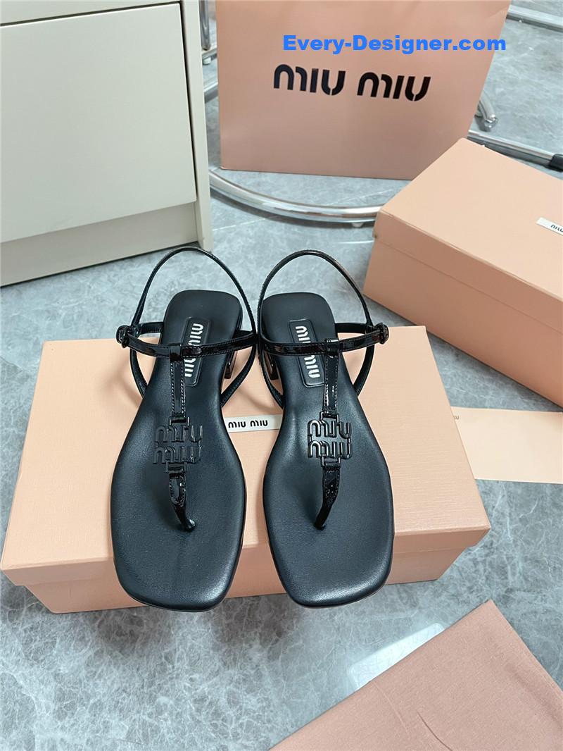 Miu Miu Black Vernice Sandals