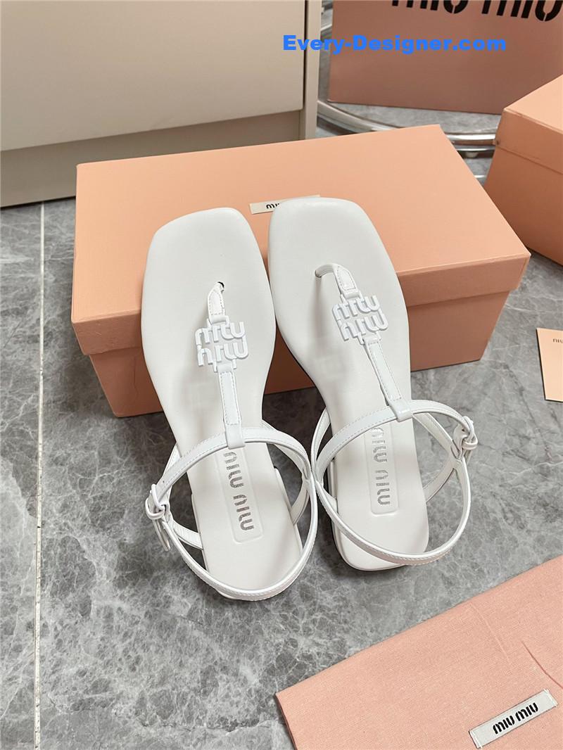 Miu Miu White Vernice Sandals