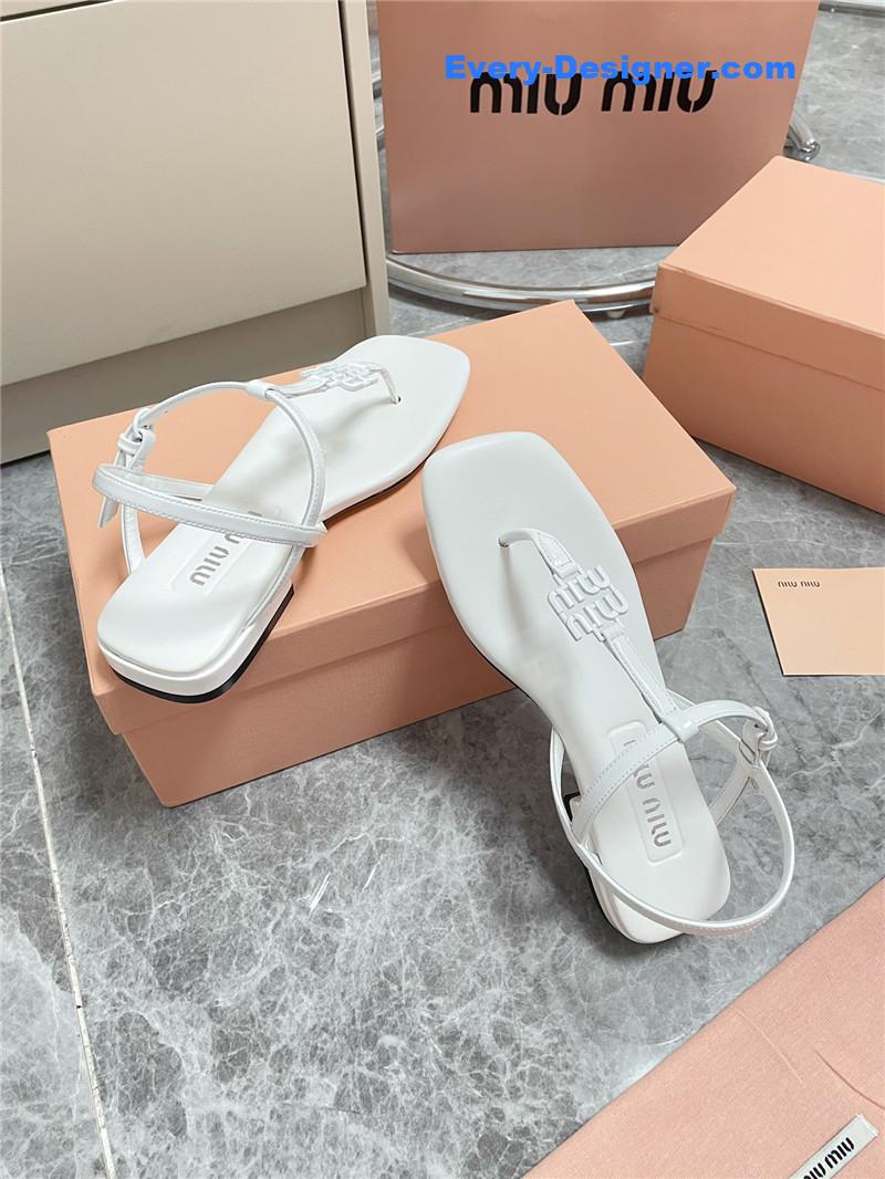 Miu Miu White Vernice Sandals