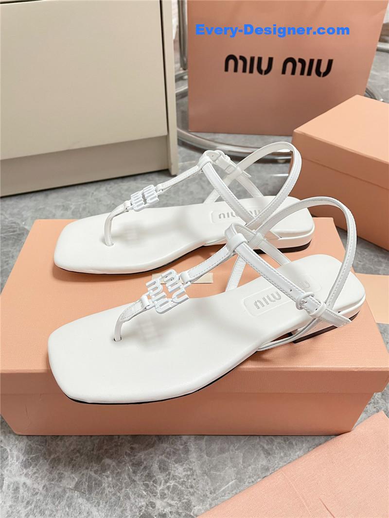Miu Miu White Vernice Sandals
