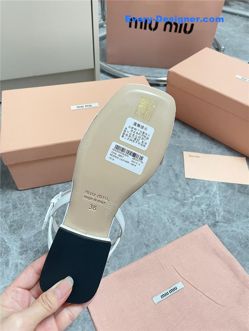 Miu Miu White Vernice Sandals