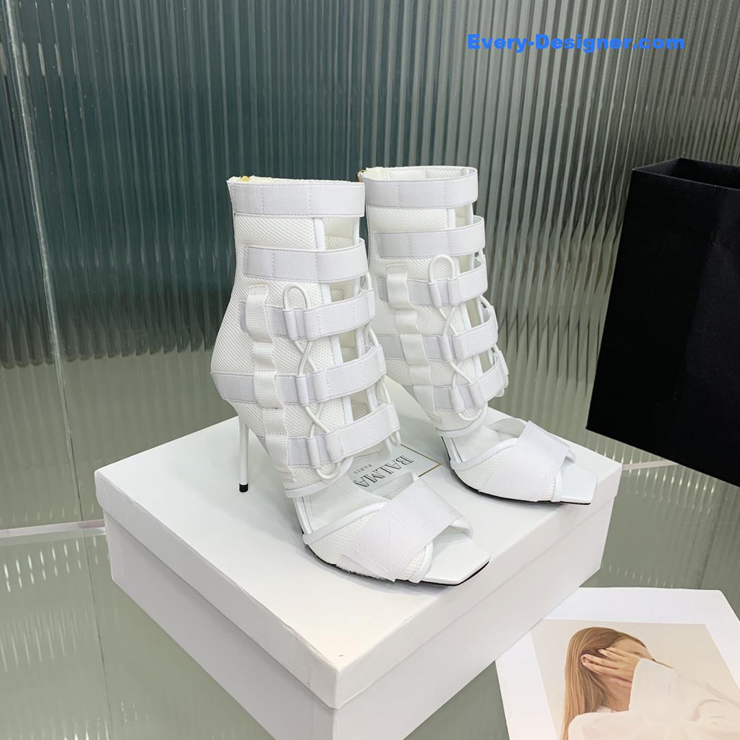 Balmain mesh and Velcro open-toe heeled sandals