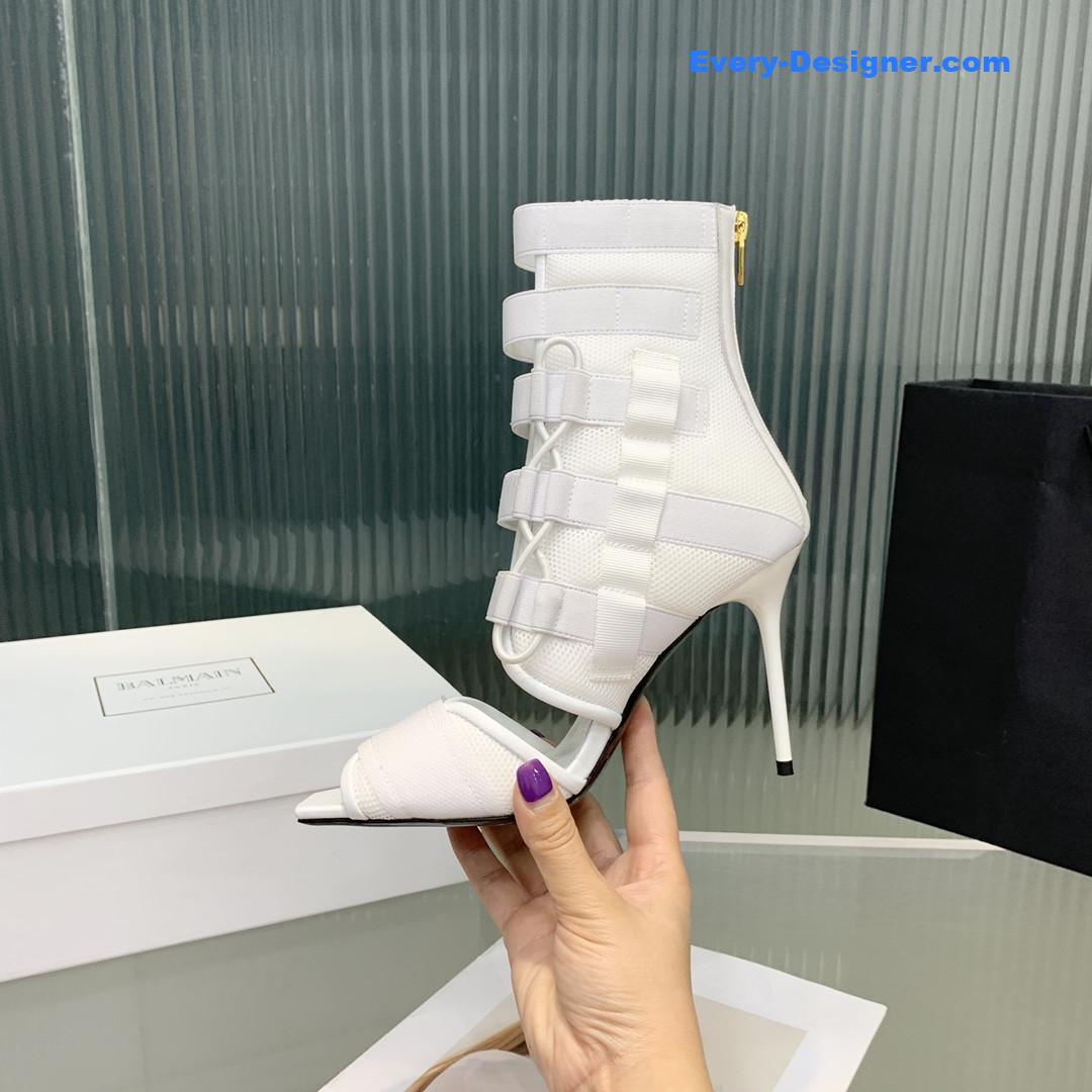Balmain mesh and Velcro open-toe heeled sandals