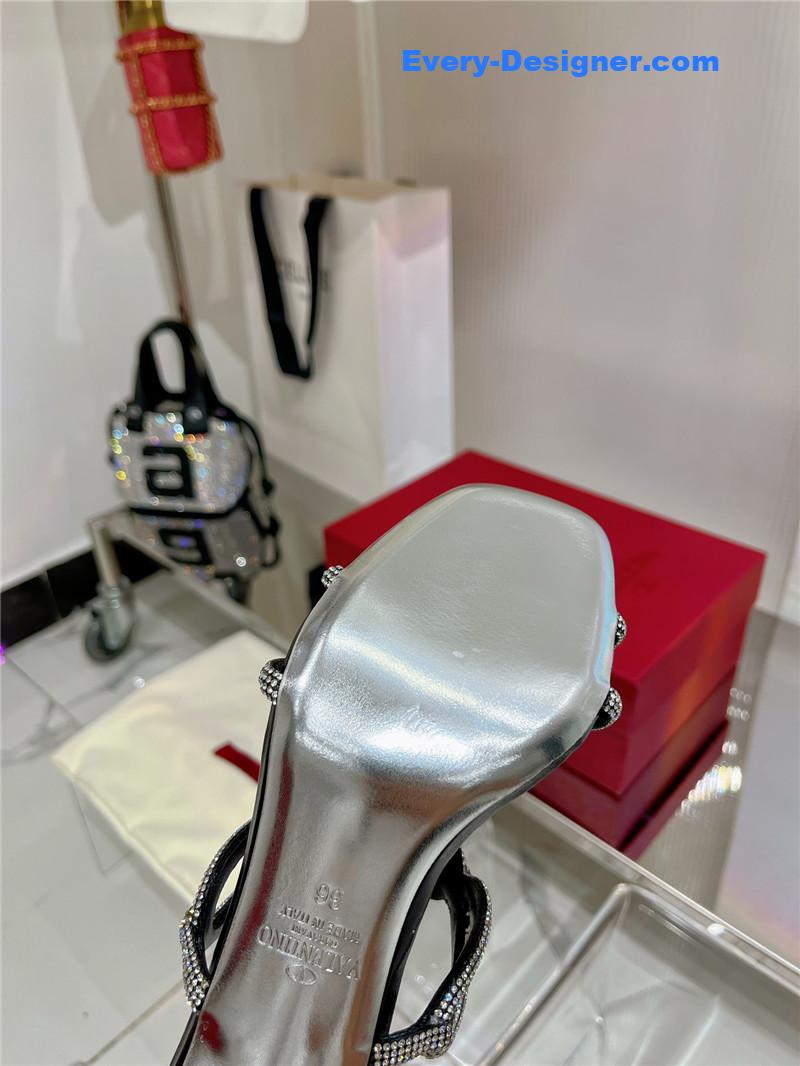 Va1e*ntin0 rhinestone transparent heel sandals