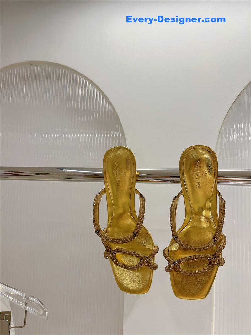Va1e*ntin0 rhinestone transparent heel sandals