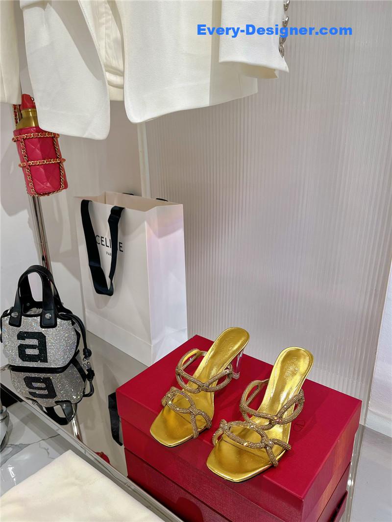 Va1e*ntin0 rhinestone transparent heel sandals