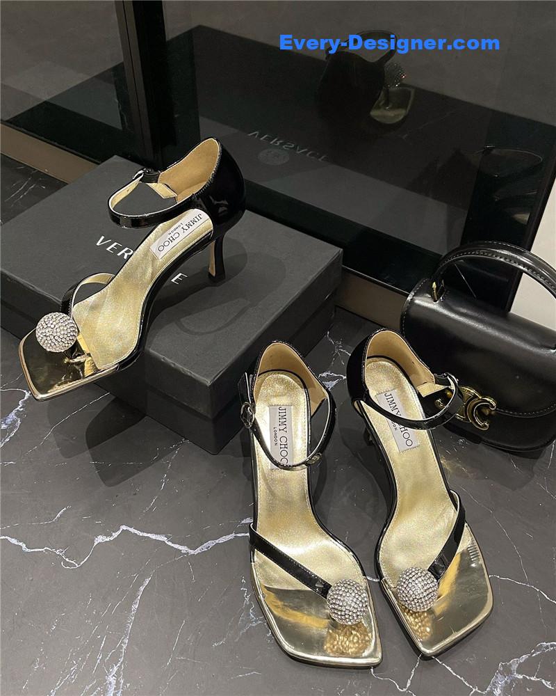 J1m*y Ch00 new rhinestone ball sandals