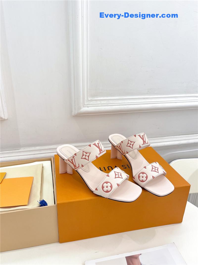 l0vis Vvtt0n lv plum blossom heel embossed sandals