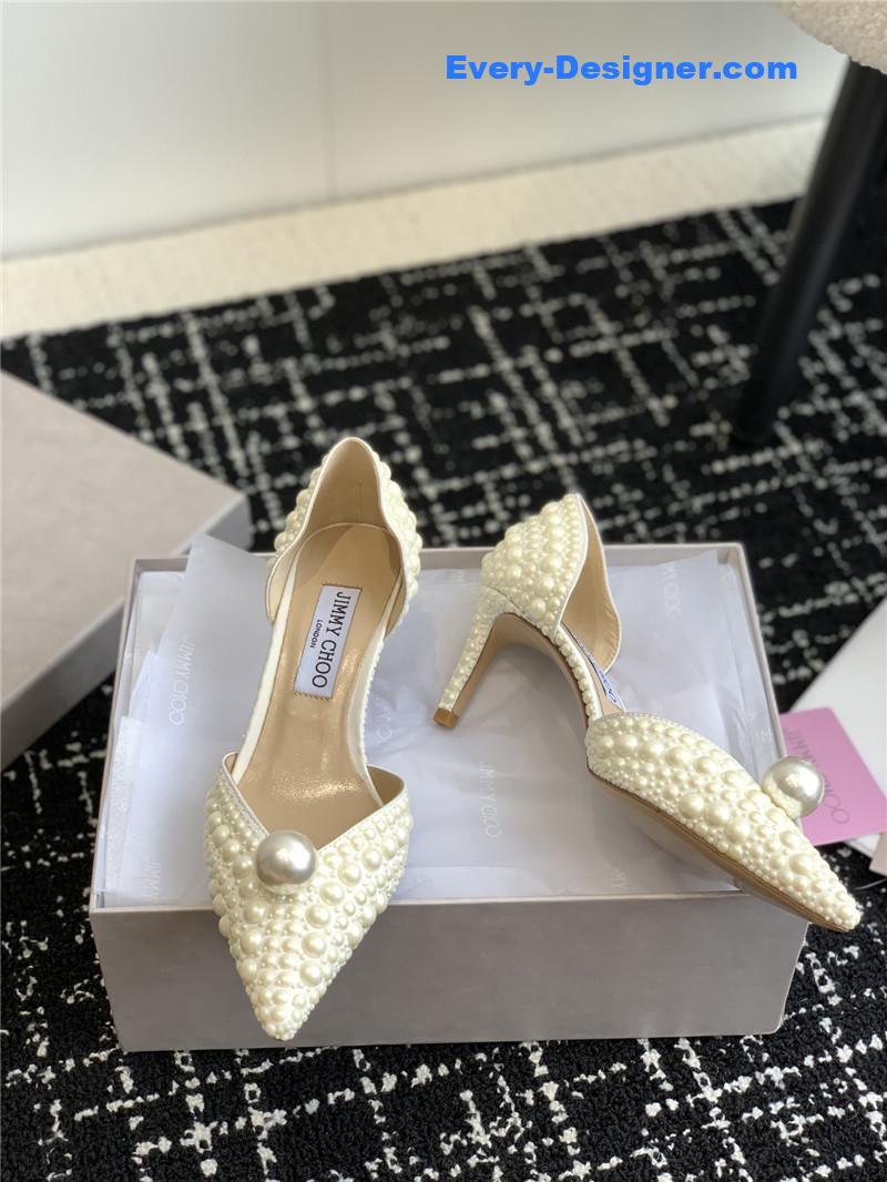 J1m*y Ch00 pearl embellished shoes