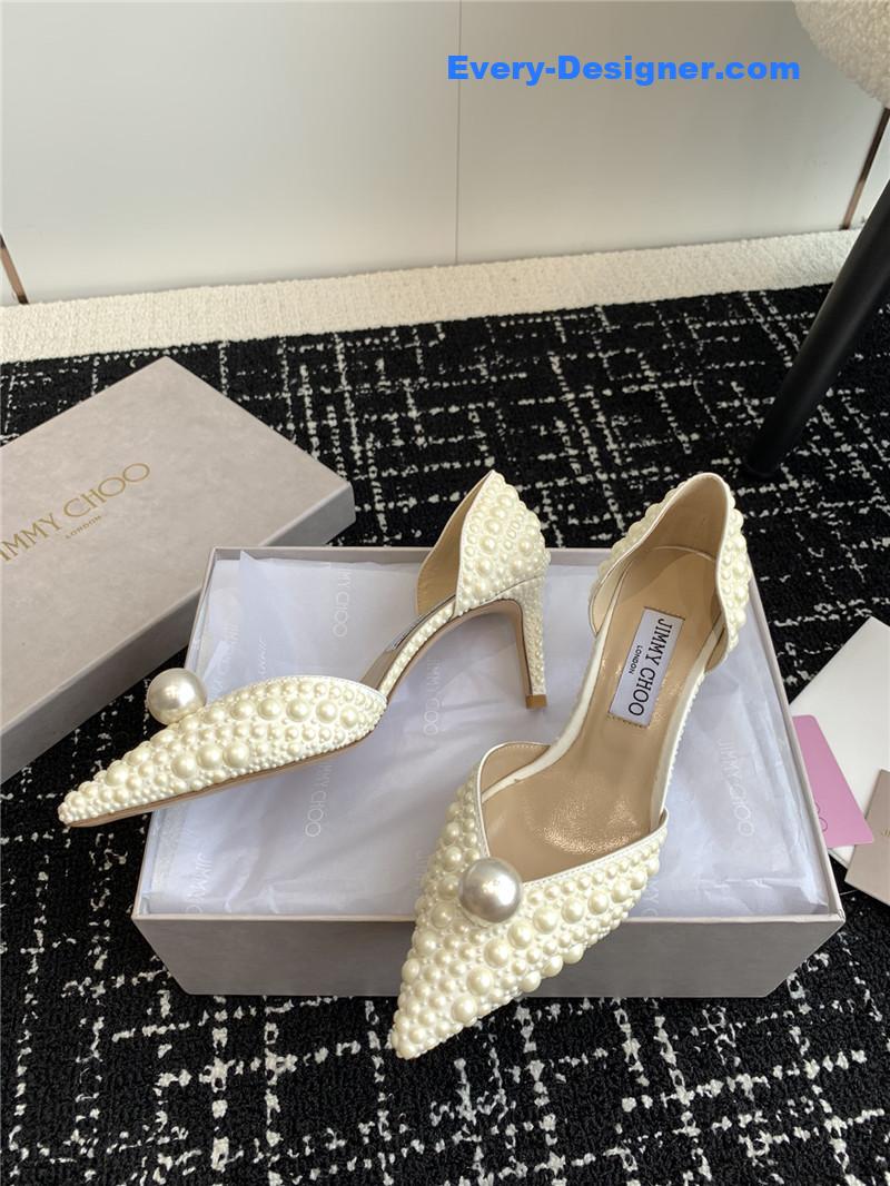 J1m*y Ch00 pearl embellished shoes