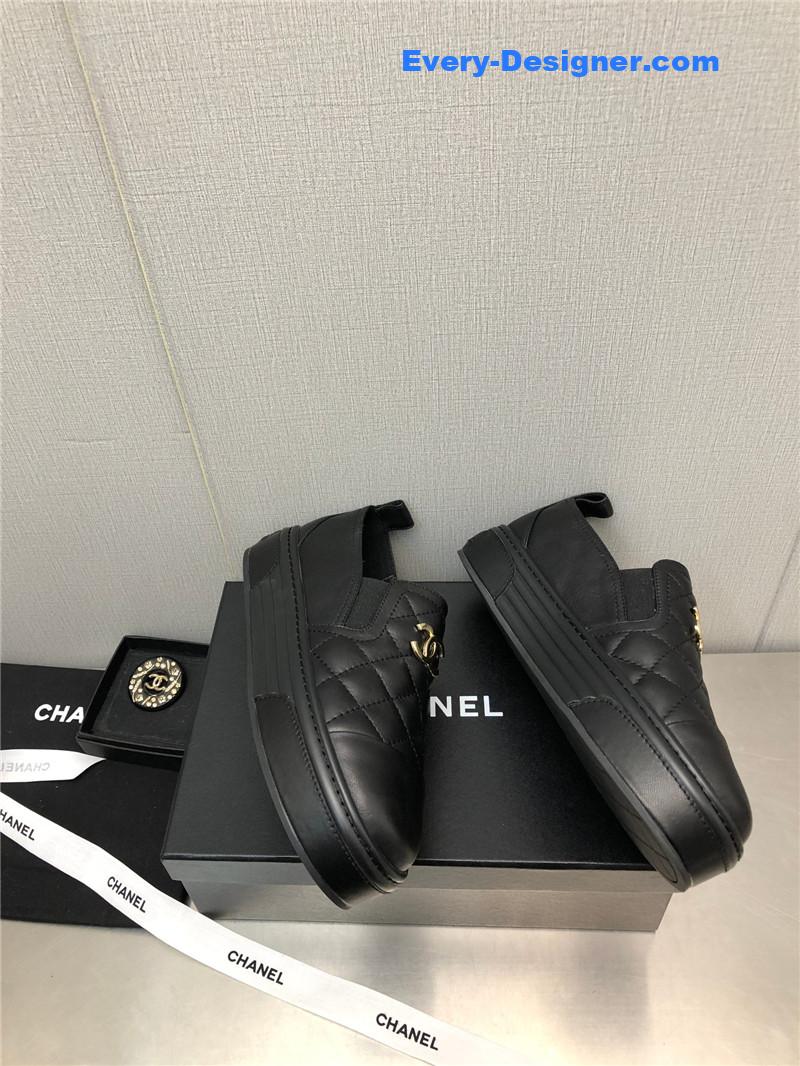 Ch**el black lambskin quilted cc platform sandals