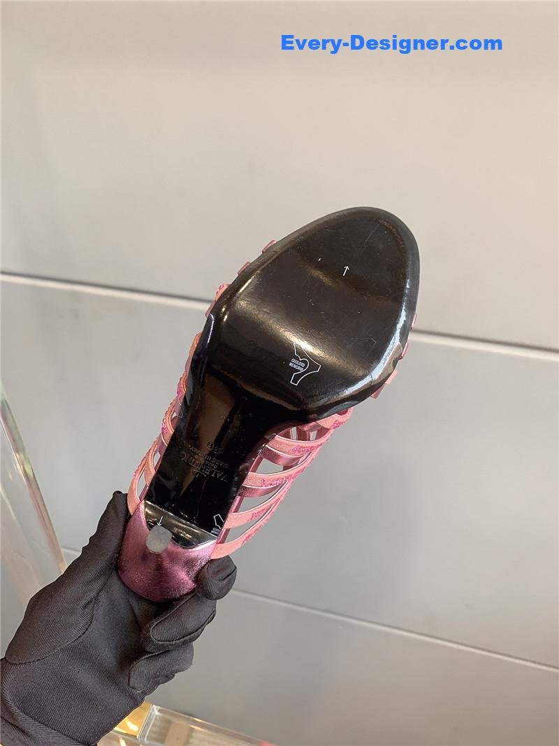 Va1e*ntin0 rhinestone high heel slippers