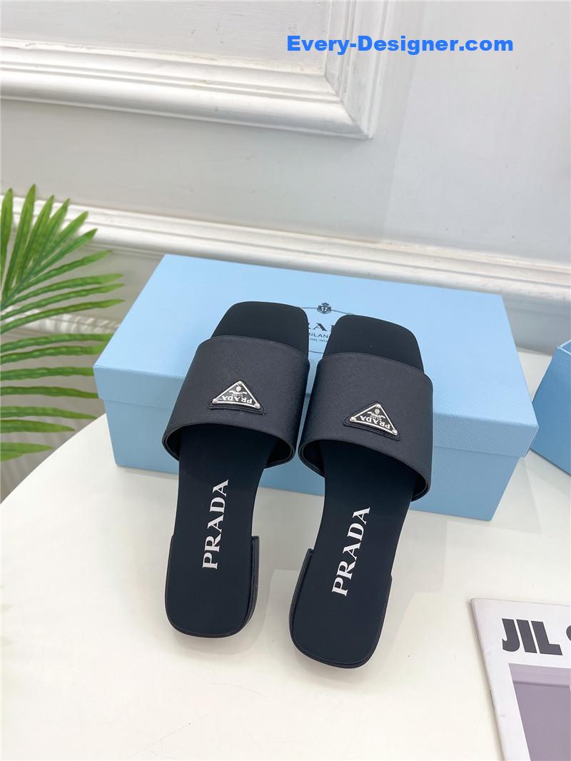Pra*a catwalk style triangle buckle slippers