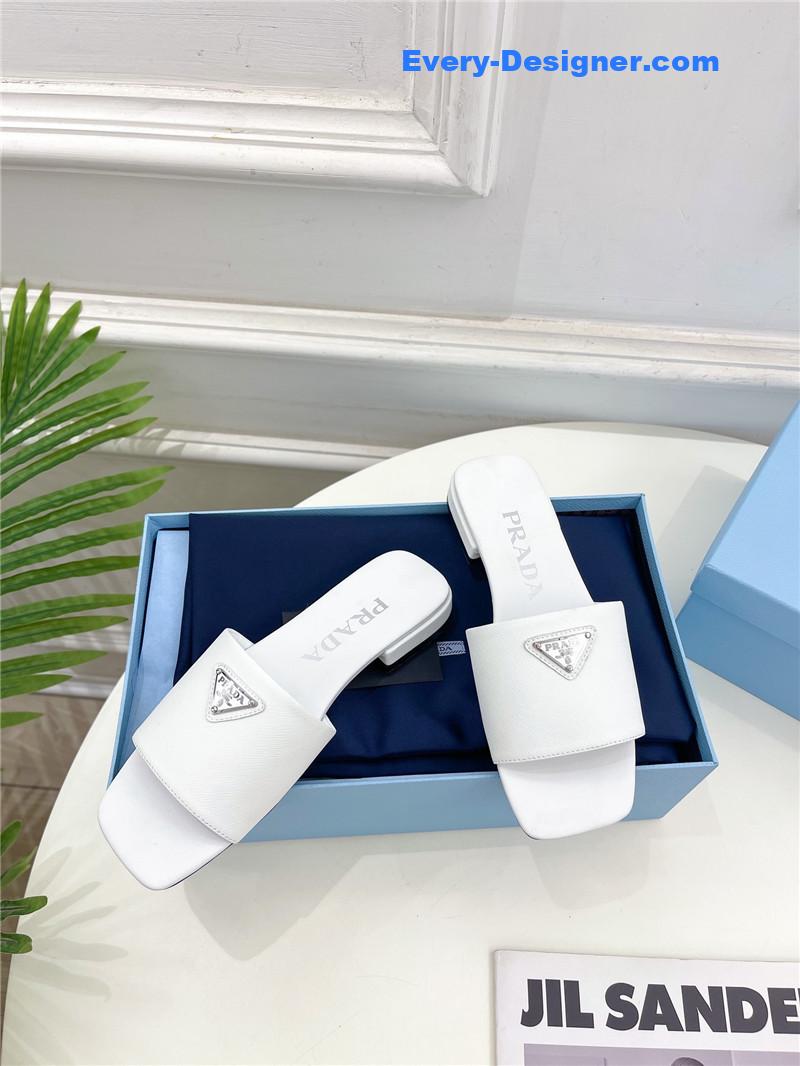 Pra*a catwalk style triangle buckle slippers