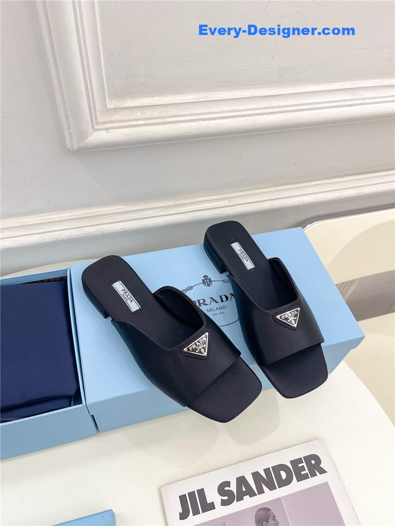Pra*a catwalk style triangle buckle slippers