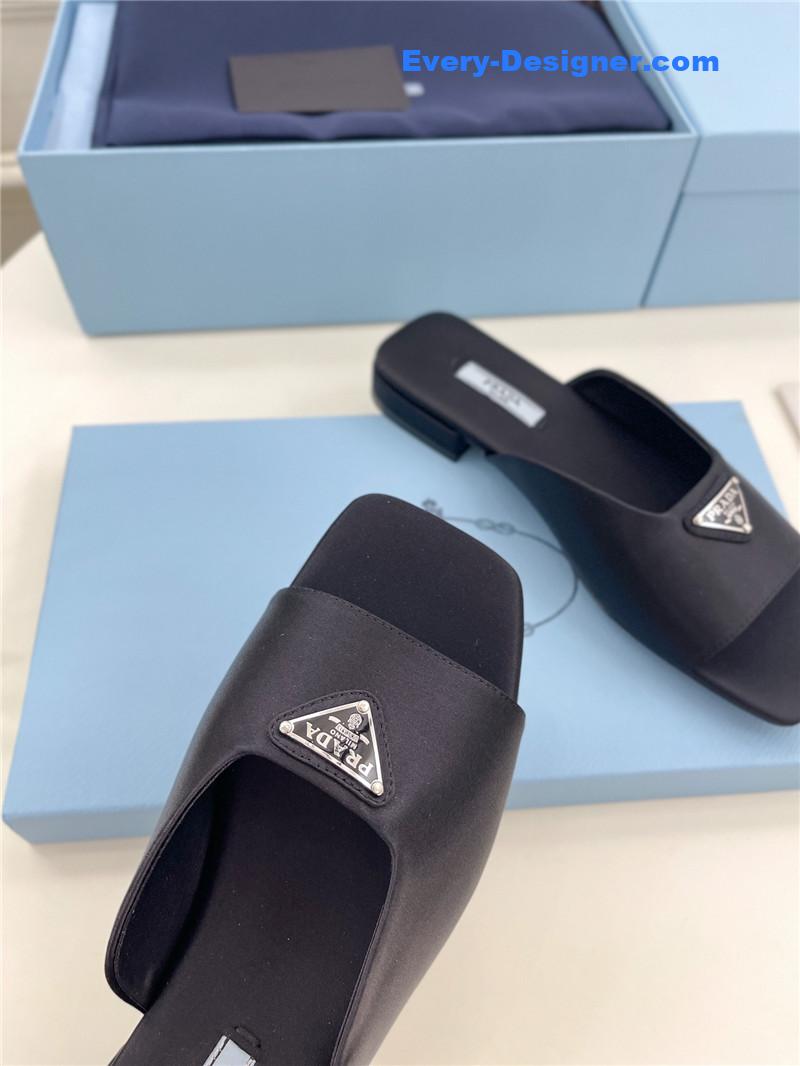 Pra*a catwalk style triangle buckle slippers