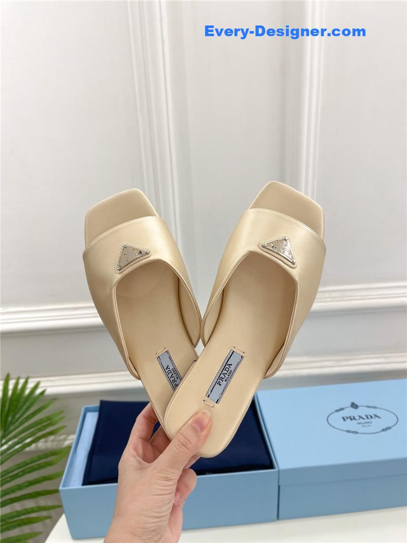 Pra*a catwalk style triangle buckle slippers