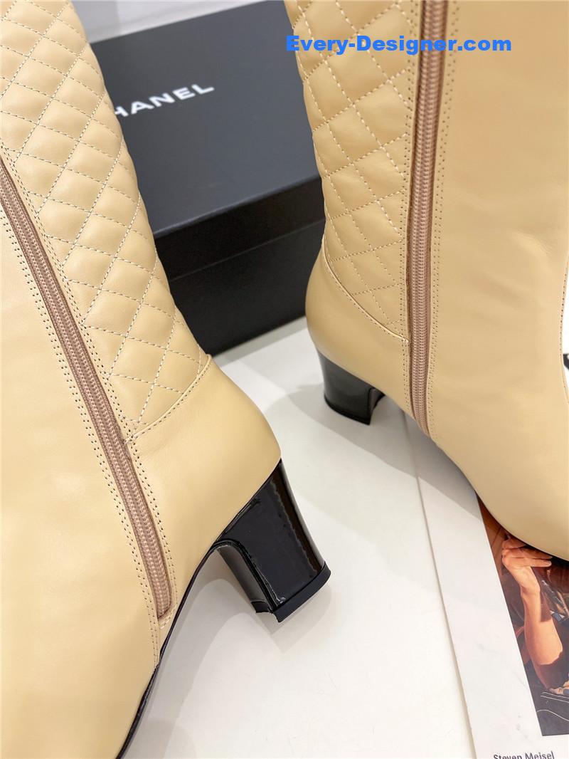 CC classic embroidered chunky heel boots
