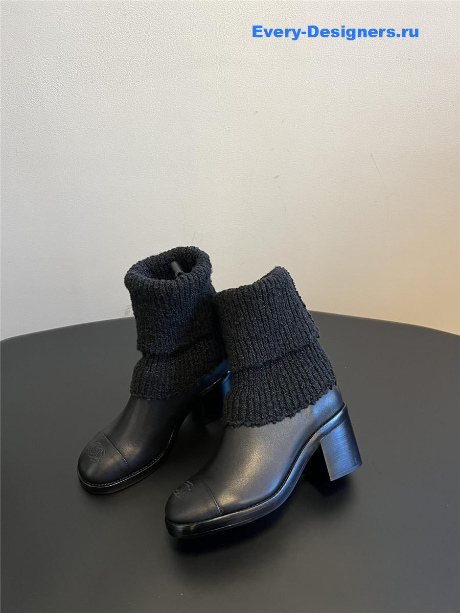 black Ch**el knitted socks boots