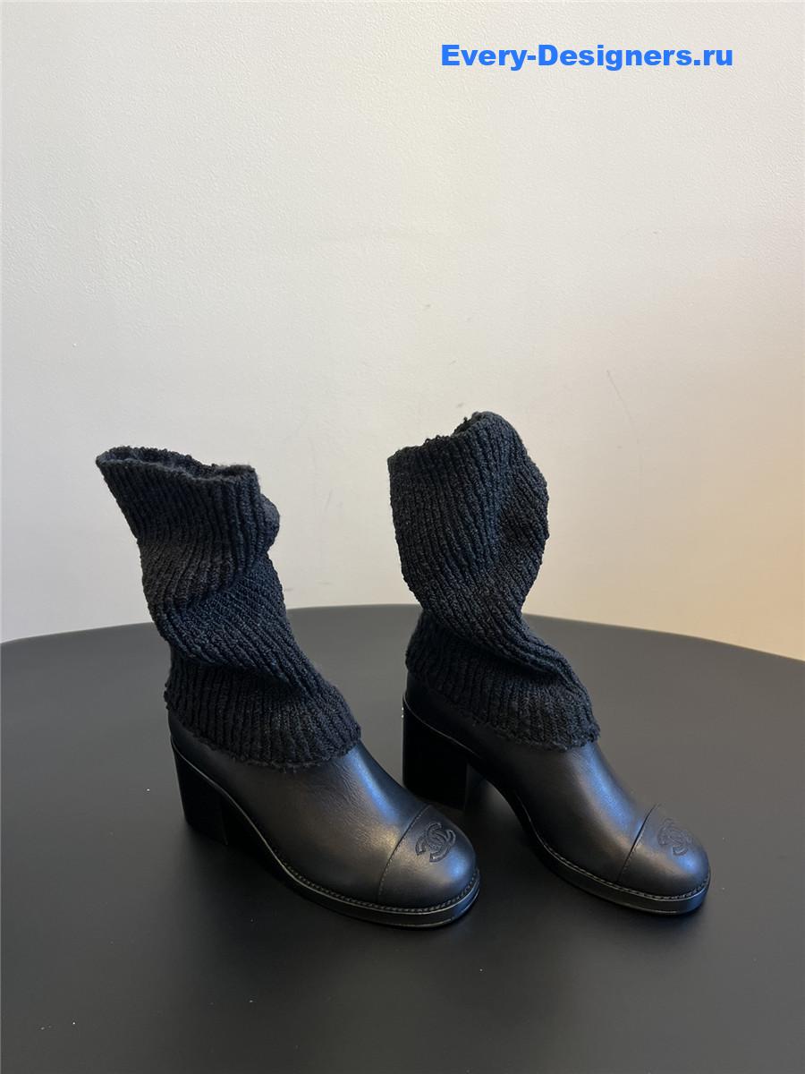 black Ch**el knitted socks boots