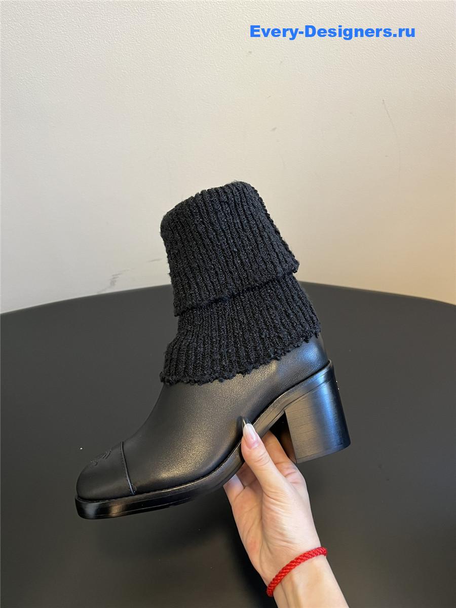 black Ch**el knitted socks boots