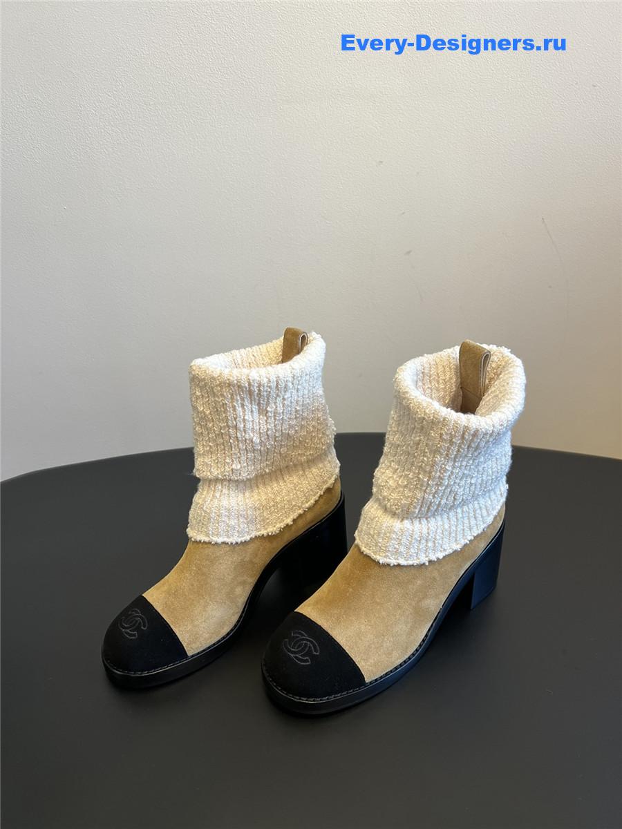Ch**el beige knitted socks boots
