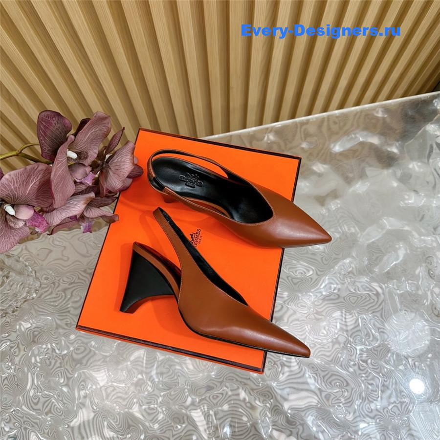 H**me5 calfskin high pointed slingbacks in brown