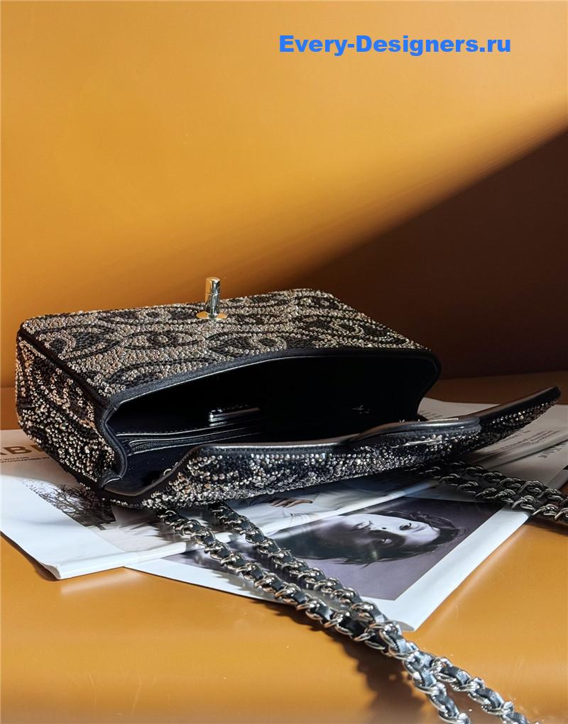 Ch**el pearl cf rhinestone flap bag
