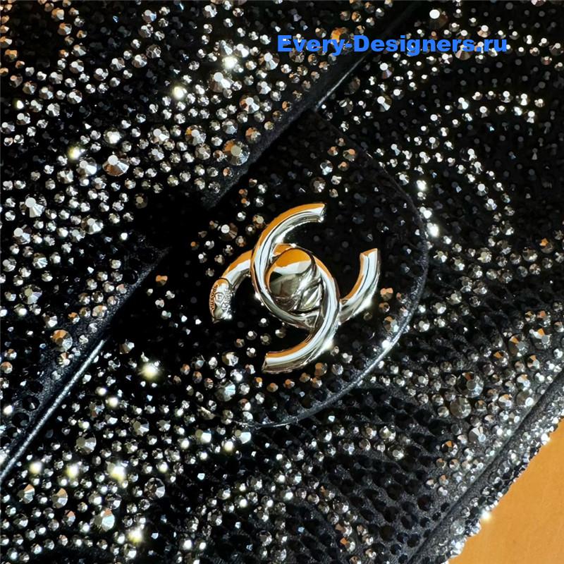 Ch**el pearl cf rhinestone flap bag