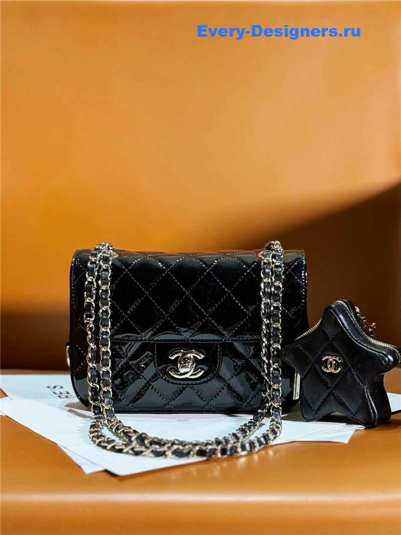 Ch**el patent leather cf star bag