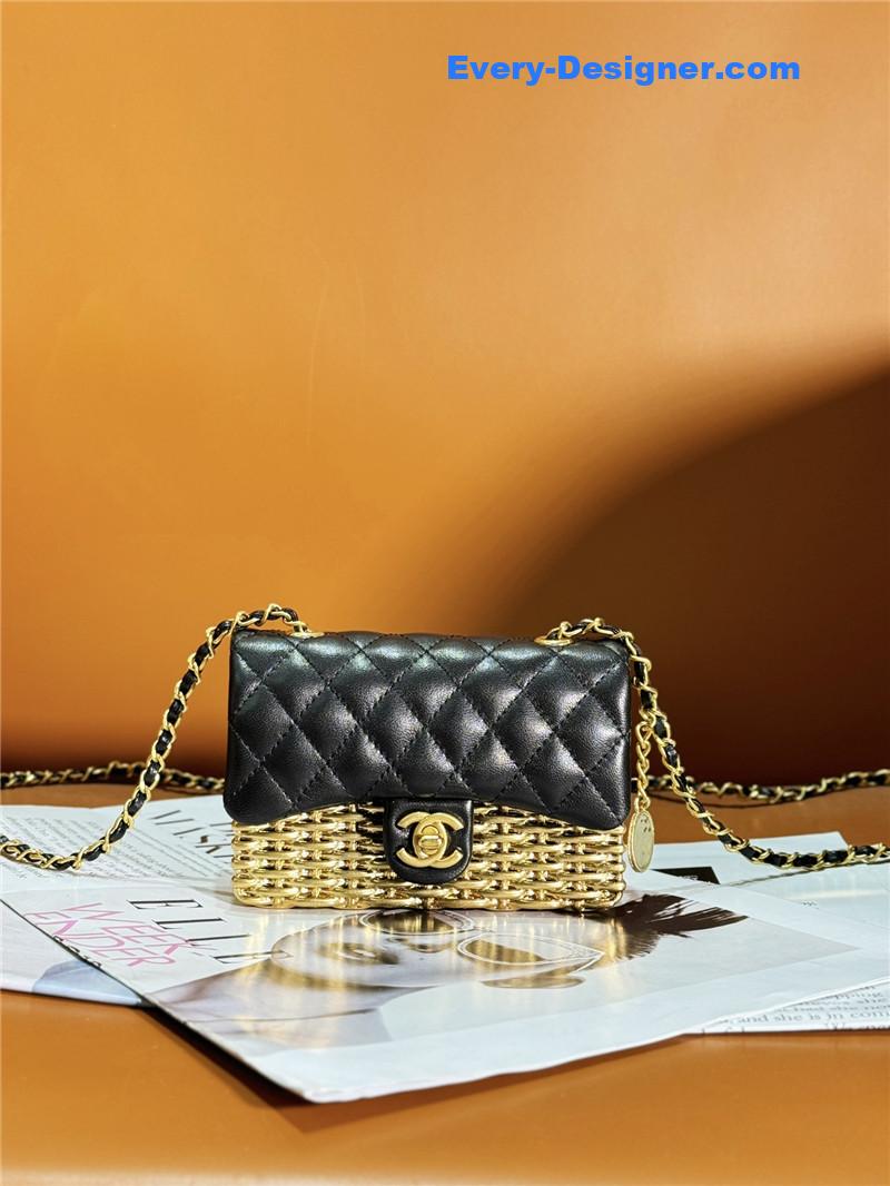 Ch**el metallic woven cf bag small