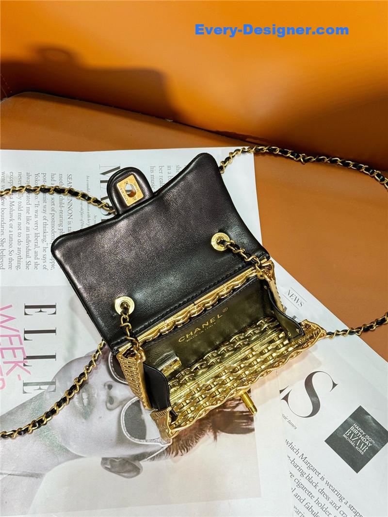 Ch**el metallic woven cf bag small