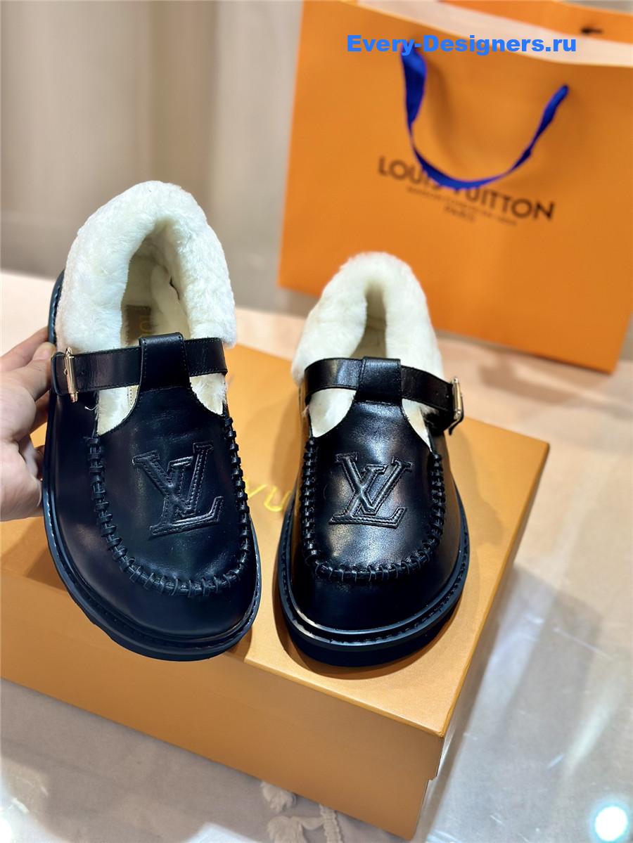 l0vis Vvtt0n leather wool slippers black