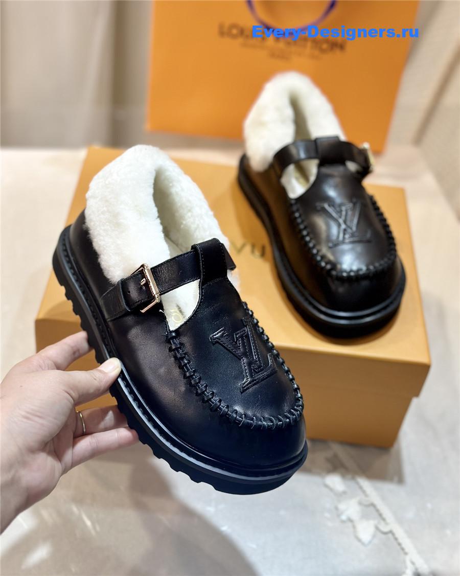 l0vis Vvtt0n leather wool slippers black