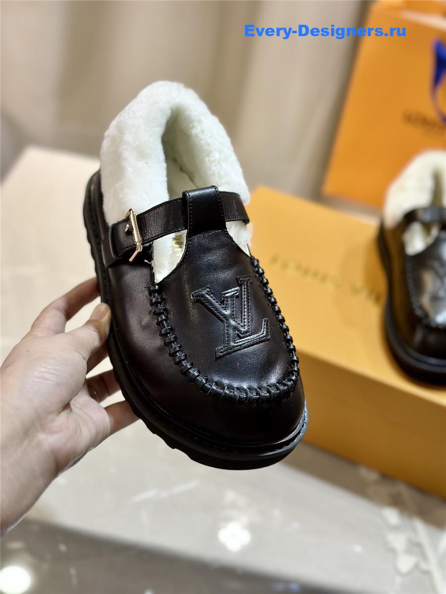 l0vis Vvtt0n leather wool slippers black