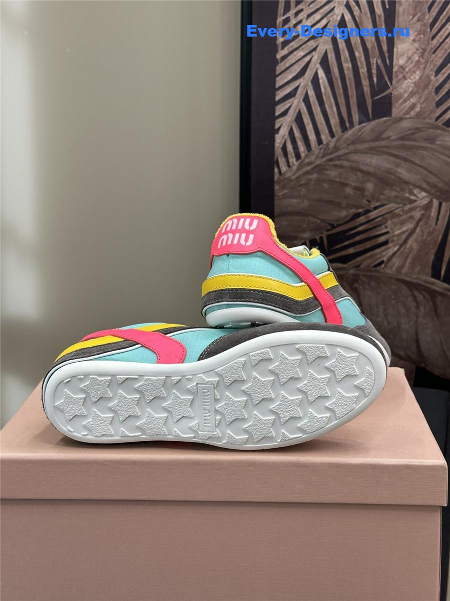 Miu Miu Lace-Up Colorful Low-Top Sneakers