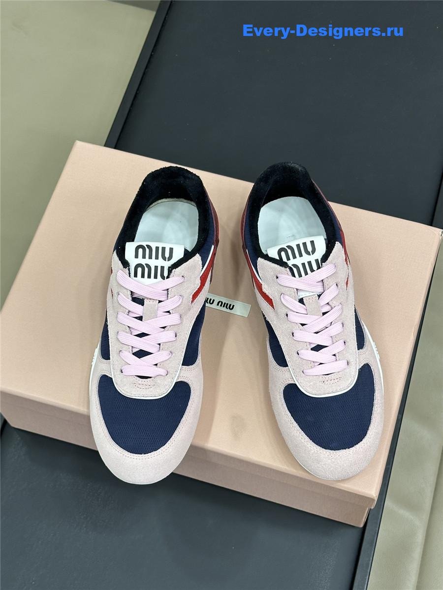 Miu Miu Lace-Up Pink Low-Top Sneakers