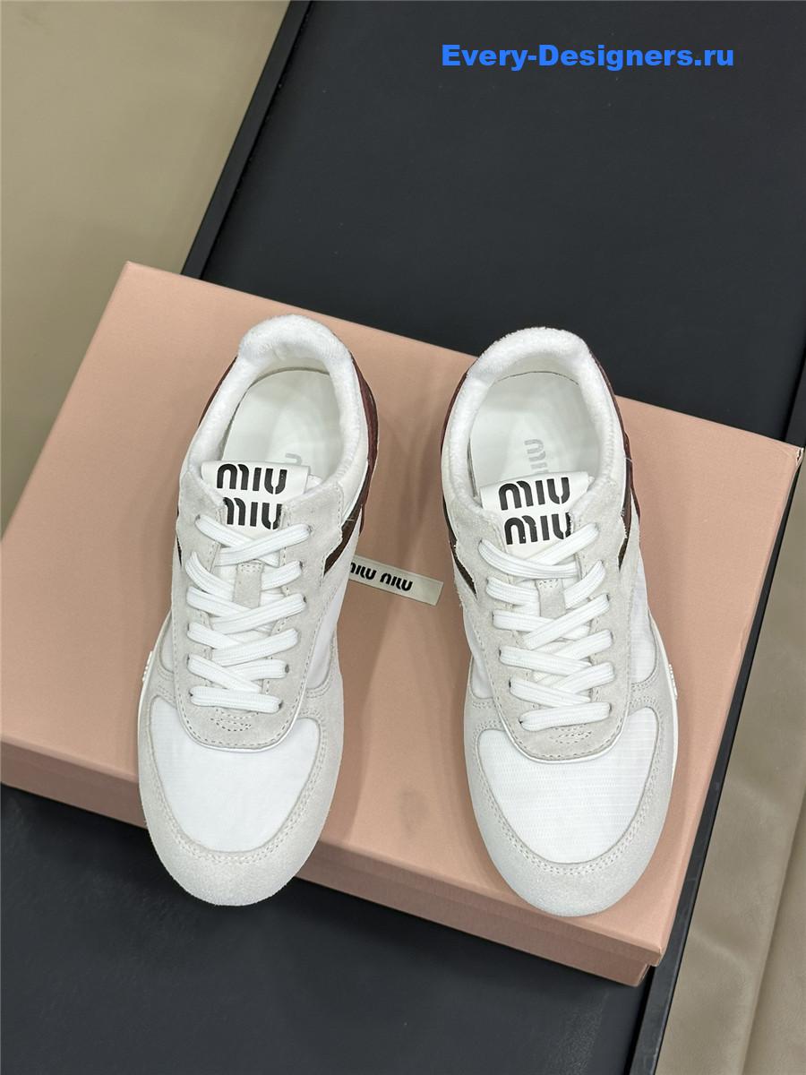 Miu Miu Lace-Up White Low-Top Sneakers