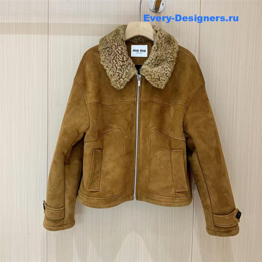 MIU MIU Suede Leather Fur Coat