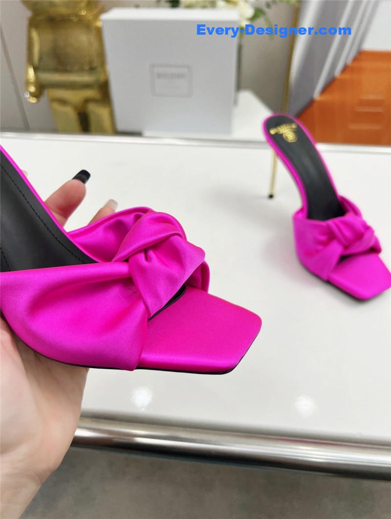 Balmain Bright Pink Satin Mules