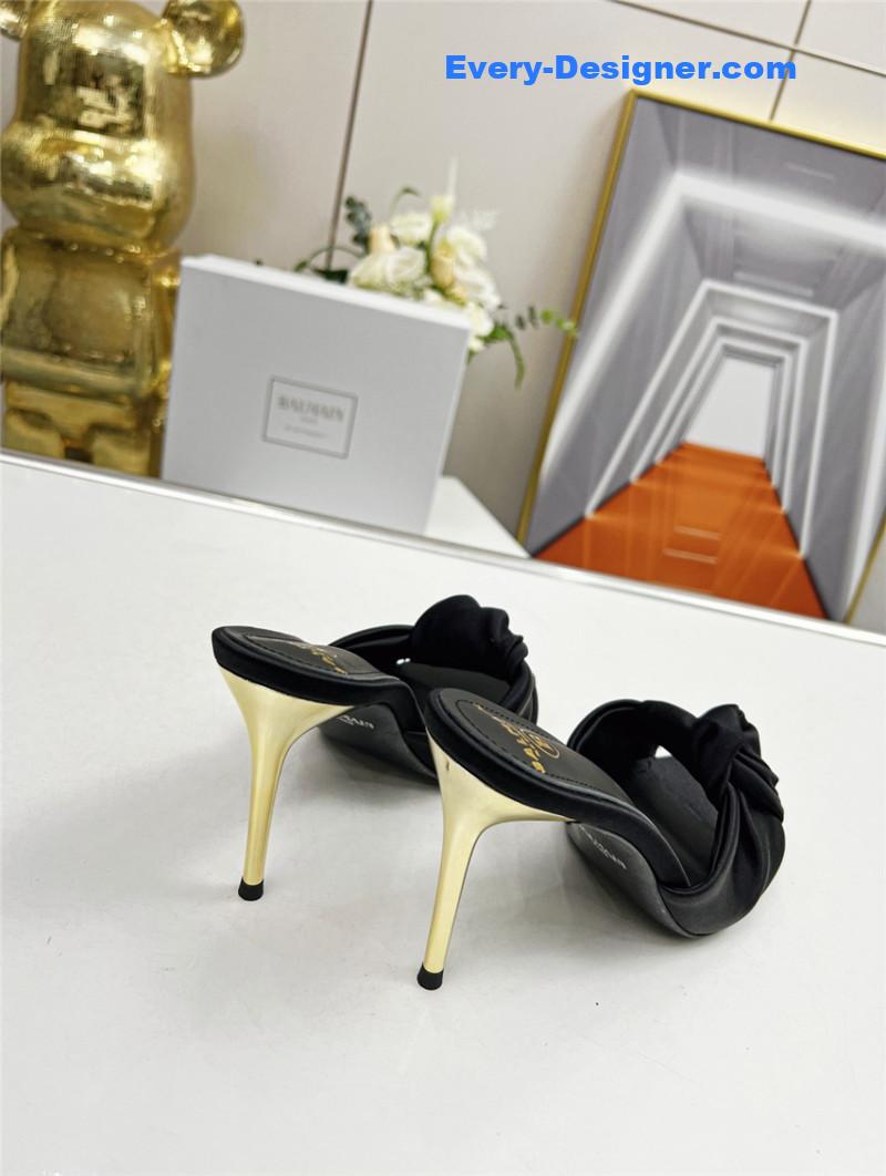 Balmain new catwalk original silk high-heeled slippers