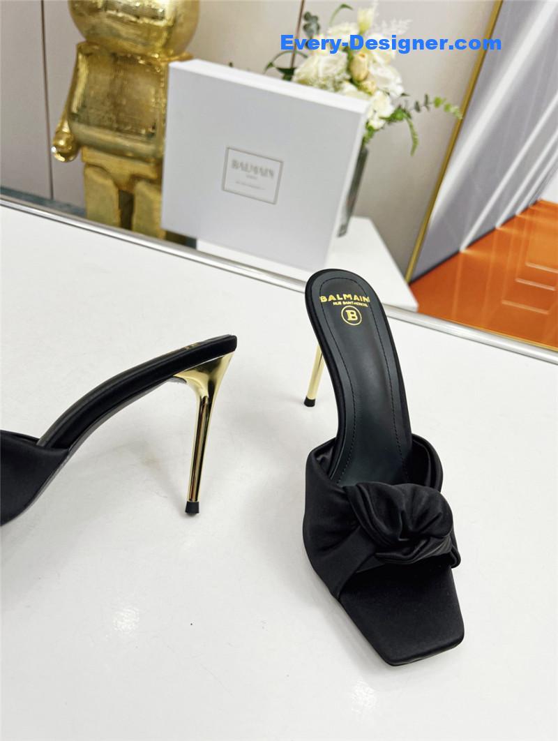 Balmain new catwalk original silk high-heeled slippers