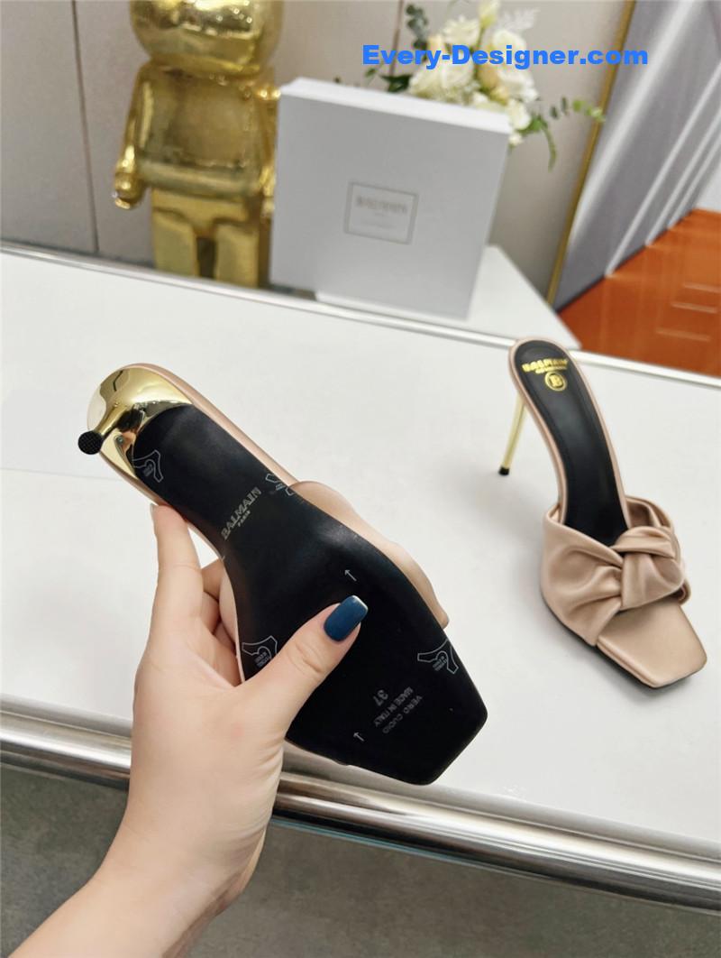 Balmain new catwalk original silk high-heeled slippers