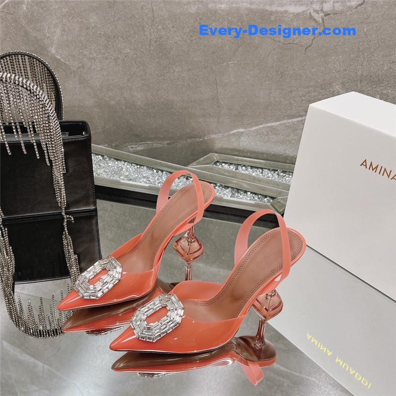 AMINA MUADDI rhinestone buckle heeled sandals