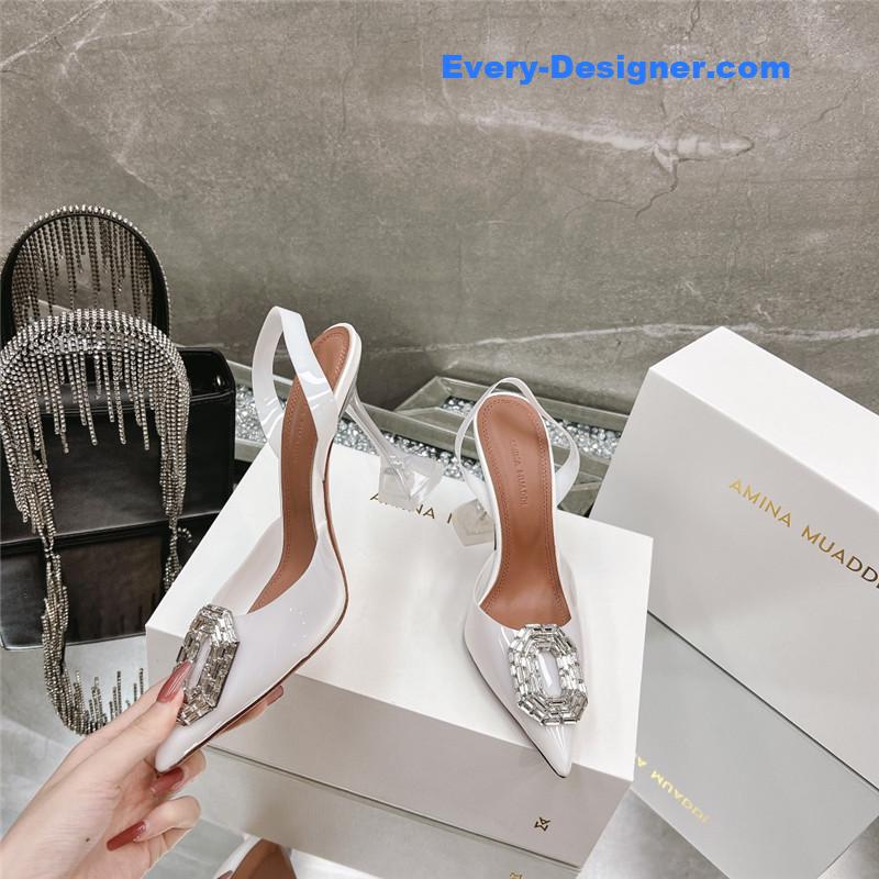 AMINA MUADDI rhinestone buckle heeled sandals
