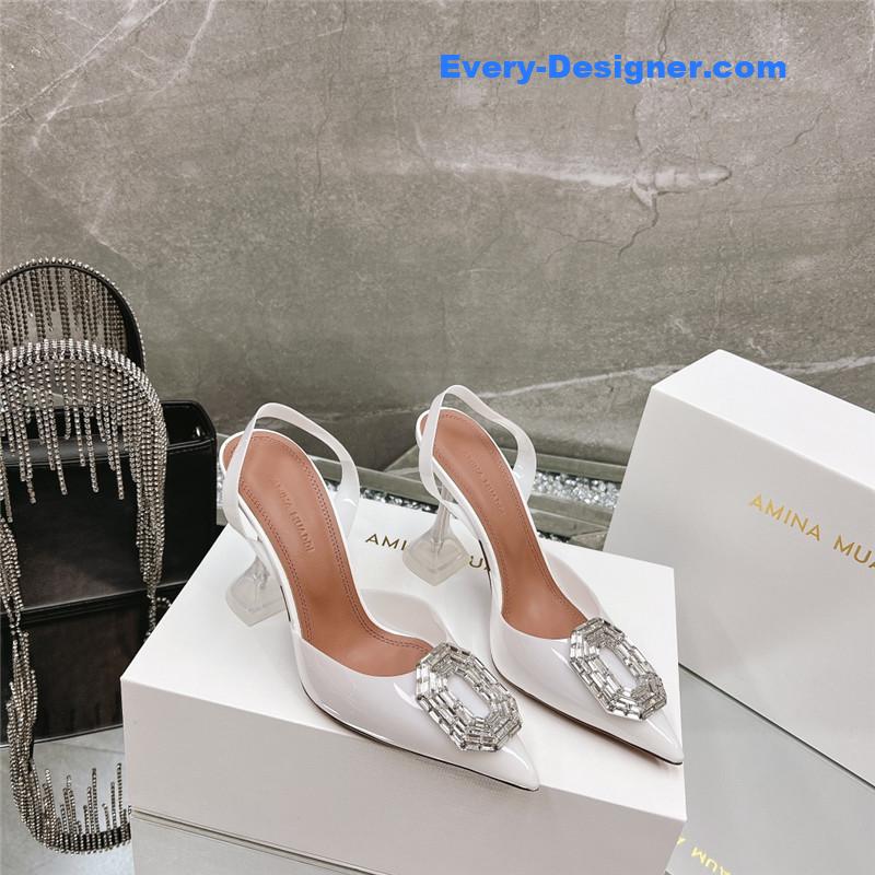 AMINA MUADDI rhinestone buckle heeled sandals