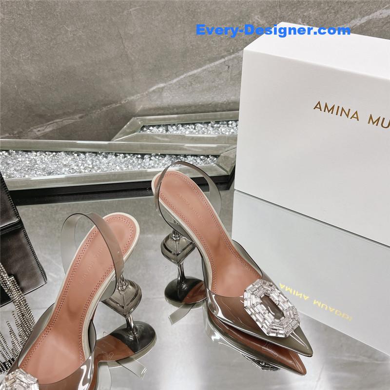 AMINA MUADDI rhinestone buckle heeled sandals