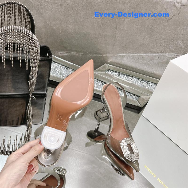 AMINA MUADDI rhinestone buckle heeled sandals