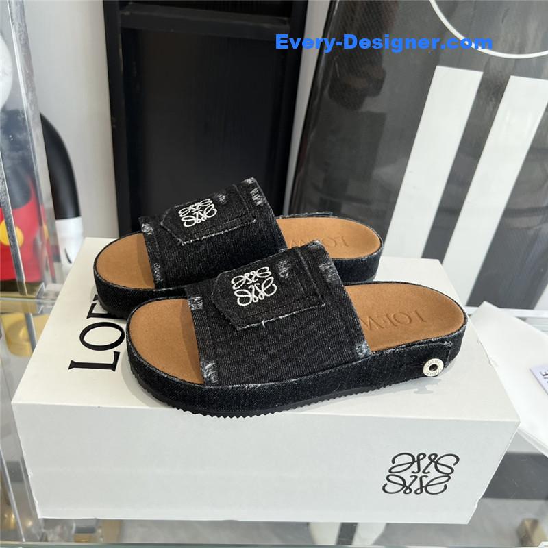 L0ew* denim slippers